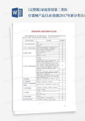 医疗器械分类目录全新版